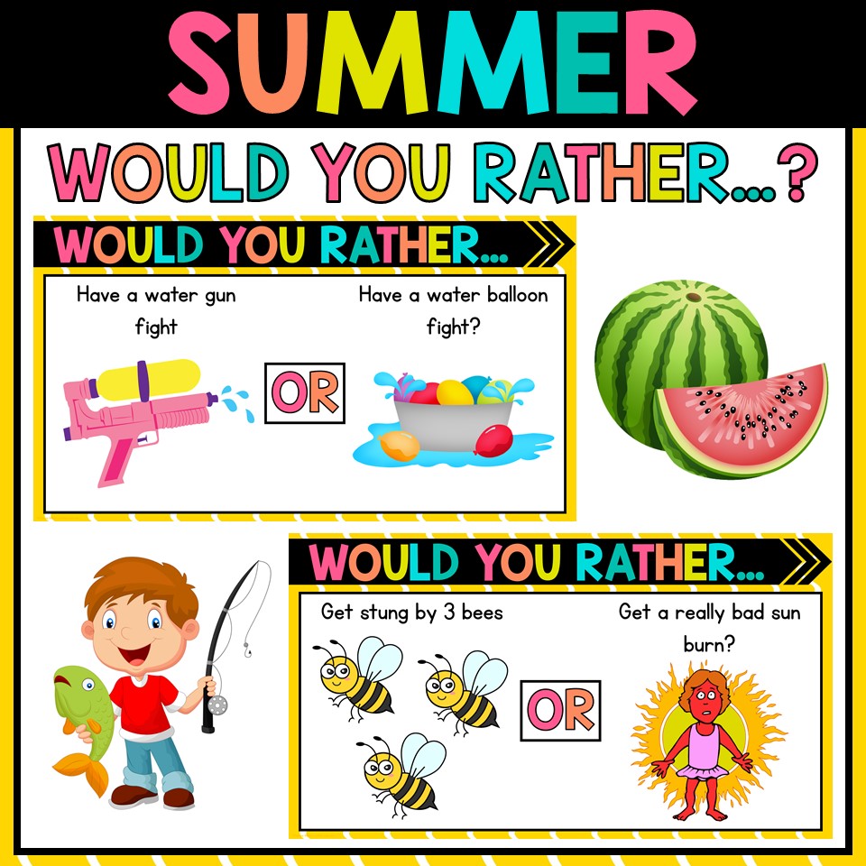 Summer Would You Rather Questions | Classroom Brain Break Activity