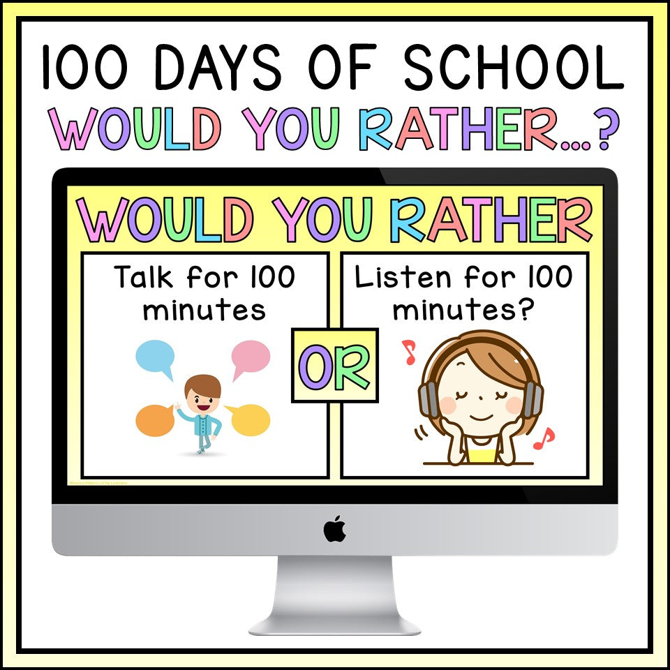 100 days of school would you rather activity on computer, talk or listen for 100 minutes, Tiny Thinkers