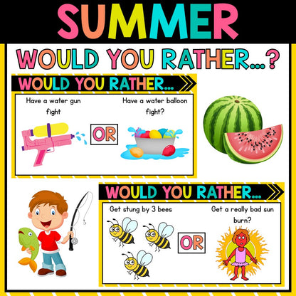 Summer Would You Rather Questions | Classroom Brain Break Activity