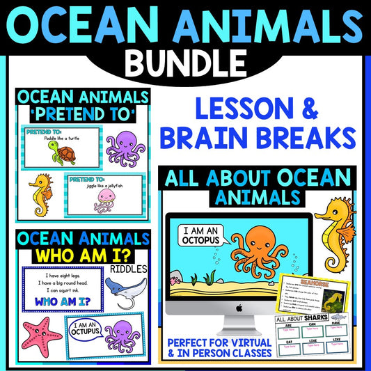 Ocean Animals Unit Bundle | Lessons, Riddles & Movement Activities