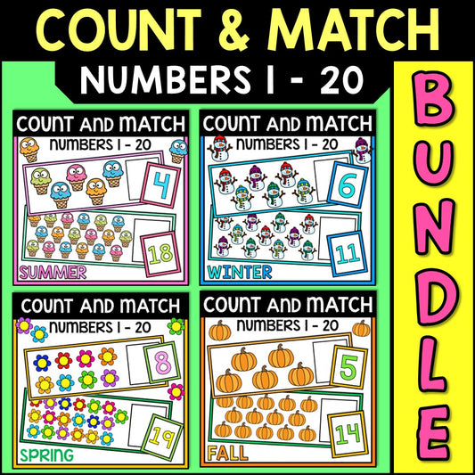 Seasonal Count and Match Bundle | Numbers 1 to 20